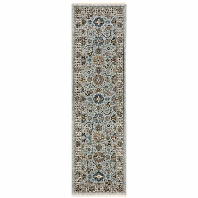 Aberdeen 561W1 Blue/ Beige Indoor Area Rug - 2'3" x 7'6"