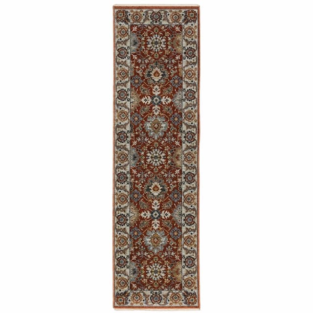 Aberdeen 562R1 Red/ Ivory Indoor Area Rug - 2'3" x 7'6"