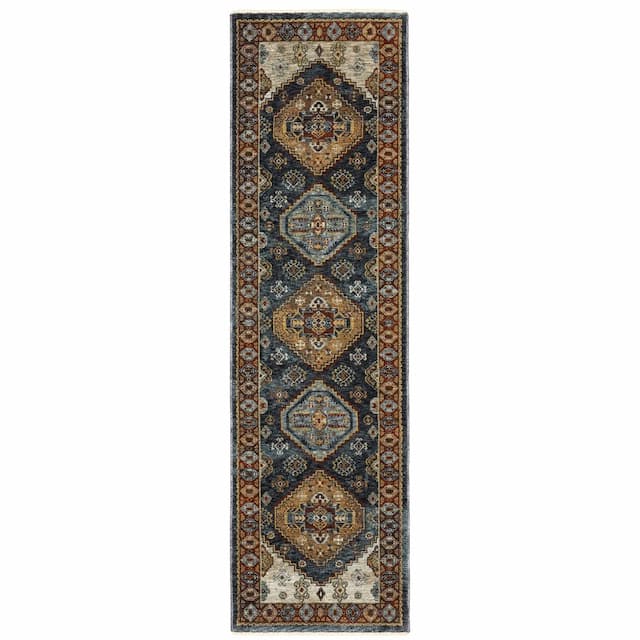 Aberdeen 005W1 Blue/ Multi Indoor Area Rug - 2'3" x 7'6"