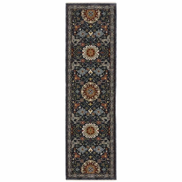 Aberdeen 006B1 Blue/ Multi Indoor Area Rug - 2'3" x 7'6"