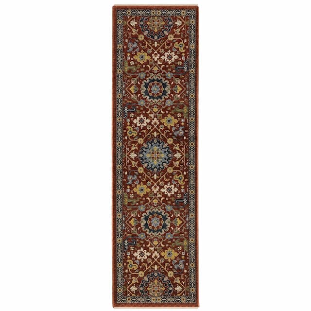 Aberdeen 006R1 Red/ Multi Indoor Area Rug - 2'3" x 7'6"