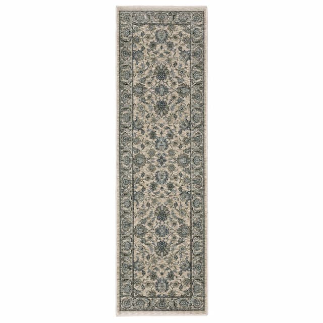 Aberdeen 070I1 Beige/ Blue Indoor Area Rug - 2'3" x 7'6"