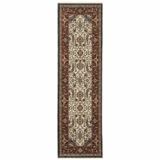 Aberdeen 752W1 Ivory/ Red Indoor Area Rug - 2'3" x 7'6"