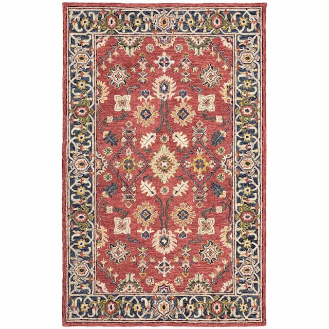 Alfresco 28404 Red/ Blue Hand-crafted Wool Area Rug