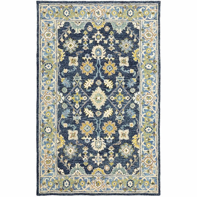 Alfresco 28405 Navy/ Blue Hand-crafted Wool Area Rug - 10' x 13'