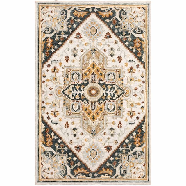 Alfresco 28407 Ivory/ Charcoal Hand-crafted Wool Area Rug - 10' x 13'