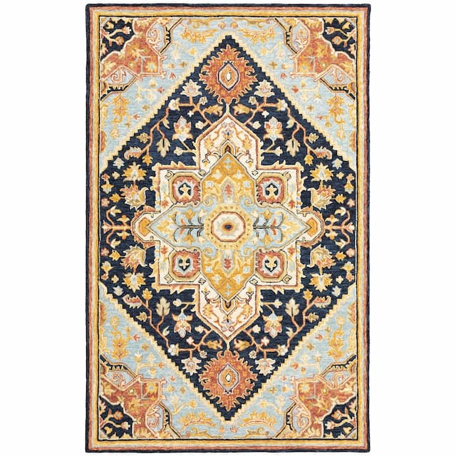 Alfresco 28408 Navy/ Rust Hand-crafted Wool Area Rug - 10' x 13'