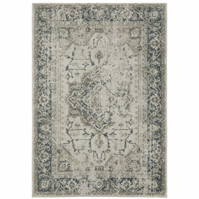 Alton 002W9 Gray/ Blue Indoor Area Rug - 3'3" x 5'