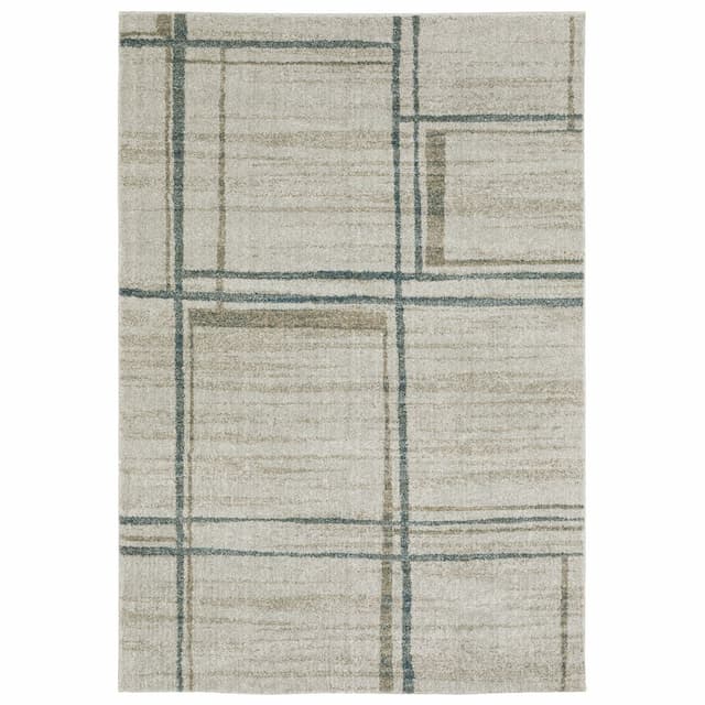 Alton 501Z9 Grey/ Teal Indoor Area Rug - 3'3" x 5'