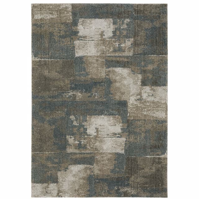 Alton 532B9 Teal/ Grey Indoor Area Rug - 3'3" x 5'