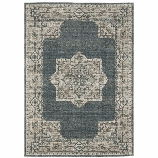 Alton 5501B Blue/ Beige Indoor Area Rug - 3'3" x 5'