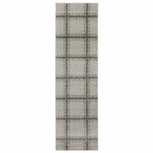 Alton 092E9 Grey/ Teal Indoor Area Rug - 2'3" x 7'6"