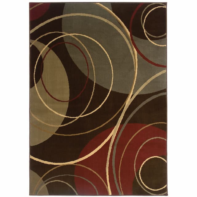 Amelia 662K6 Brown/ Red Indoor Area Rug - 3'2" x 5'7"