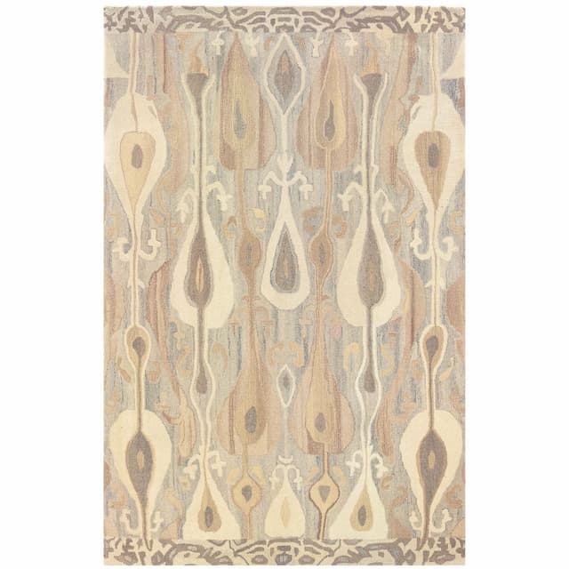 Anastasia 68000 Grey/ Beige Hand-crafted Wool Area Rug - 10' x 13'