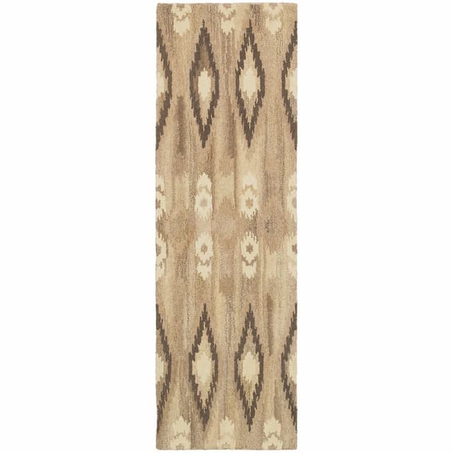 Anastasia 68001 Beige/ Ivory Hand-crafted Wool Area Rug - 2'6" x 8'