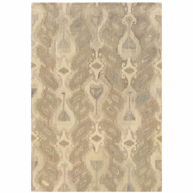 Anastasia 68004 Ivory/ Beige Hand-crafted Wool Area Rug - 3'6" x 5'6"