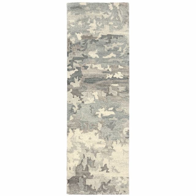 Anastasia 68006 Grey/ Charcoal Hand-crafted Wool Area Rug - 2'6" x 8'