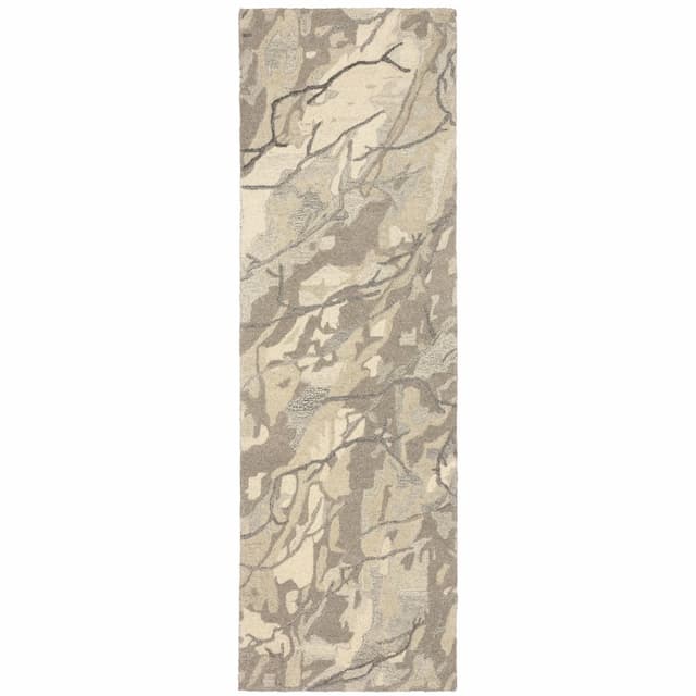 Anastasia 68008 Beige/ Ivory Hand-crafted Wool Area Rug - 2'6" x 8'