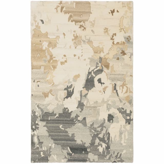 Anastasia 68009 Beige/ Charcoal Hand-crafted Wool Area Rug - 3'6" x 5'6"