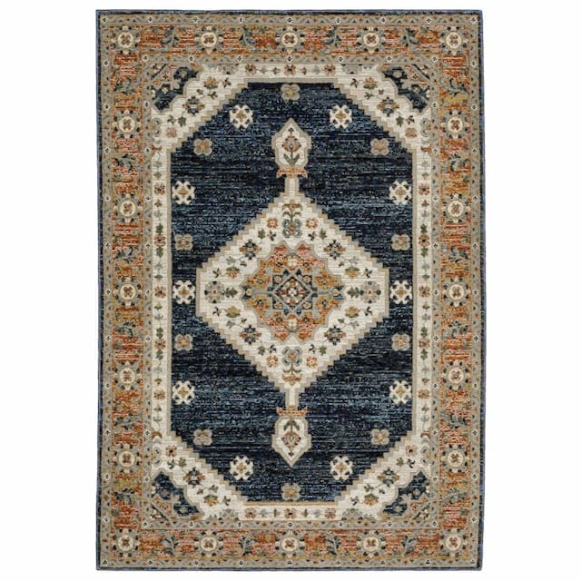 Andorra 2281E Blue/ Orange Indoor Area Rug - 10' x 13'2"