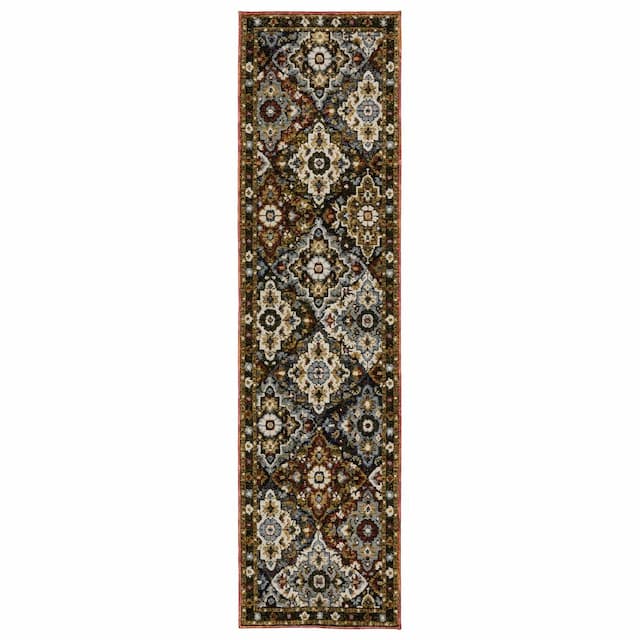 Andorra 2408A Red/ Multi Indoor Area Rug - 2'3" x 8'