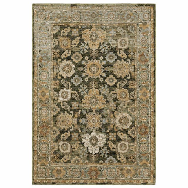 Andorra 2417B Green/ Gold Indoor Area Rug - 10' x 13'2"