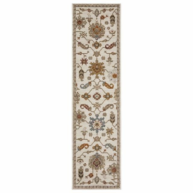 Andorra 2419B Ivory/ Multi Indoor Area Rug - 2'3" x 8'