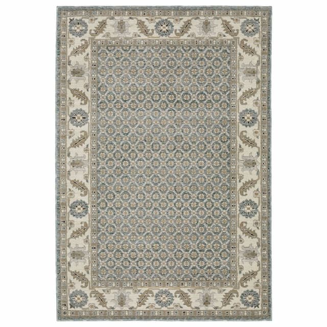 Andorra 2429A Blue/ Ivory Indoor Area Rug - 10' x 13'2"