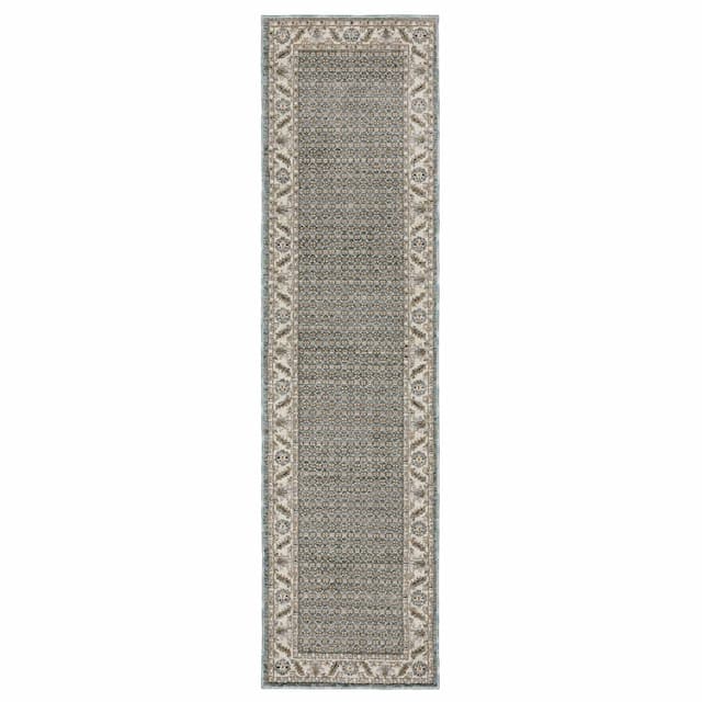 Andorra 2429A Blue/ Ivory Indoor Area Rug - 2'3" x 8'