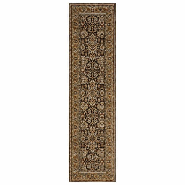 Andorra 2431A Brown/ Gold Indoor Area Rug - 2'3" x 8'