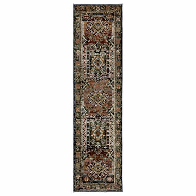 Andorra 2442A Blue/ Multi Indoor Area Rug - 2'3" x 8'