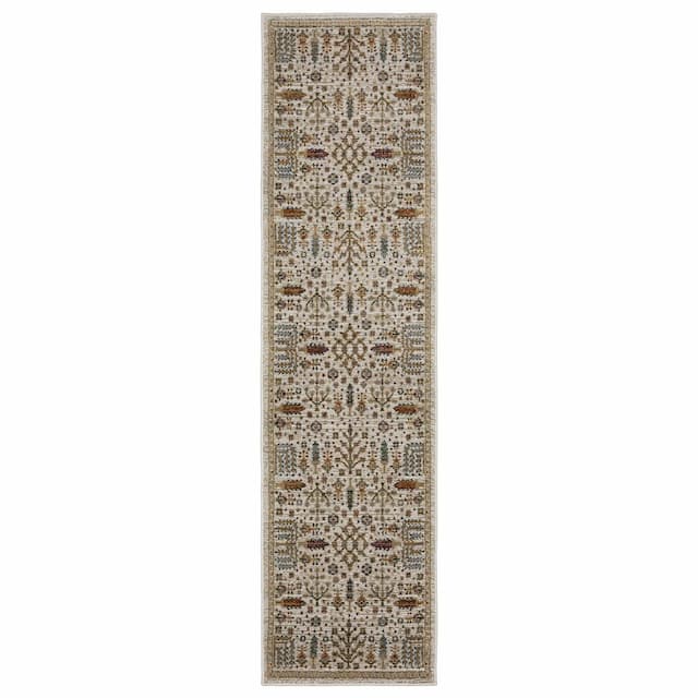 Andorra 2449B Ivory/Gold Indoor Area Rug - 2'3" x 8'