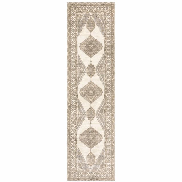 Andorra 298C0 Beige/ Ivory Indoor Area Rug - 2'3" x 8'