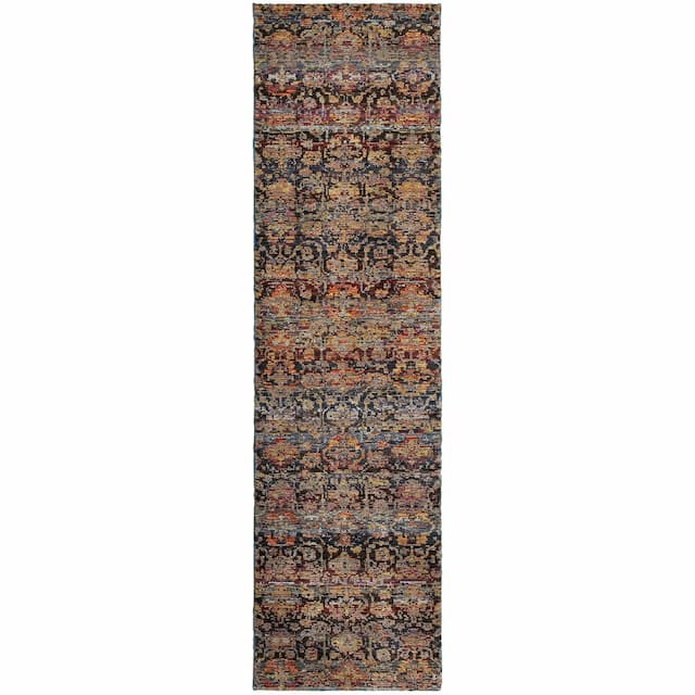 Andorra 6836C Multi/ Blue Indoor Area Rug - 2'3" x 8'