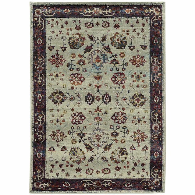 Andorra 6842D Stone/ Red Indoor Area Rug - 10' x 13'2"