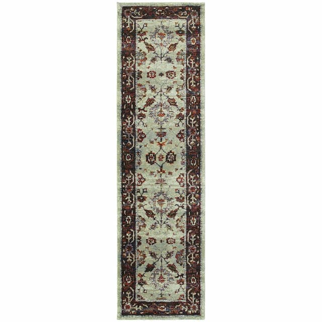 Andorra 6842D Stone/ Red Indoor Area Rug - 2'3" x 8'