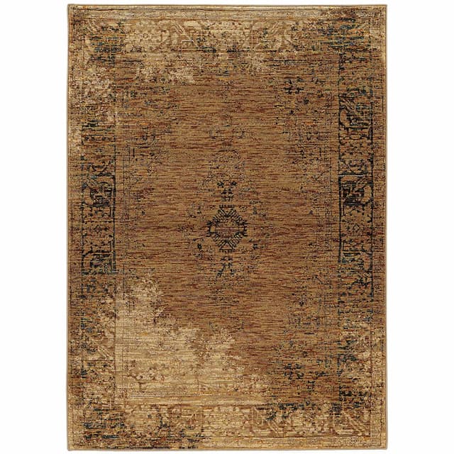 Andorra 6845D Gold/ Brown Indoor Area Rug - 10' x 13'2"