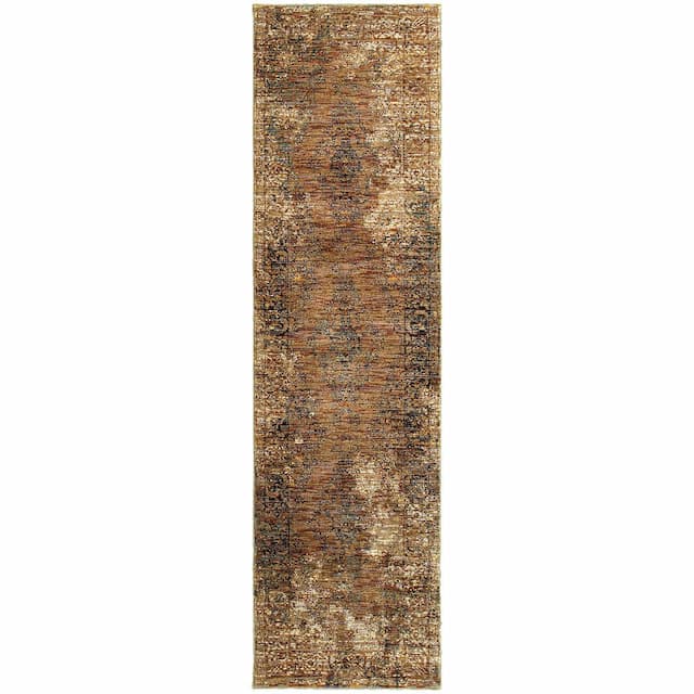 Andorra 6845D Gold/ Brown Indoor Area Rug - 2'3" x 8'