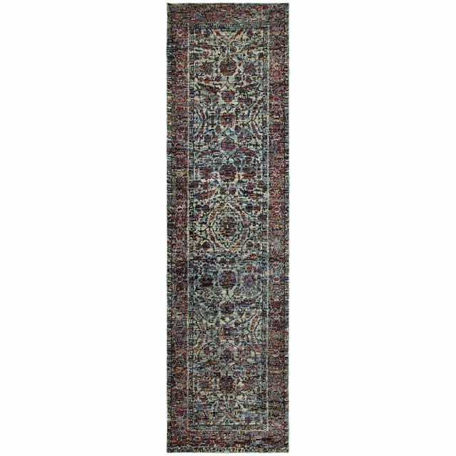 Andorra 6846B Blue/ Purple Indoor Area Rug - 2'3" x 8'