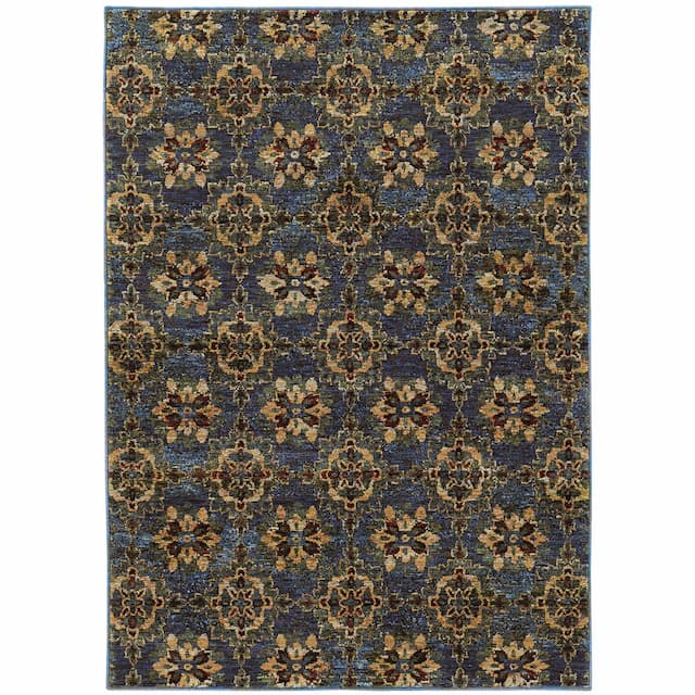 Andorra 6883C Blue/ Gold Indoor Area Rug - 10' x 13'2"