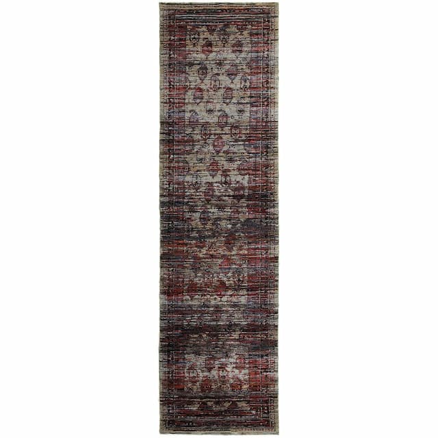 Andorra 7122D Multi/ Red Indoor Area Rug - 2'3" x 8'