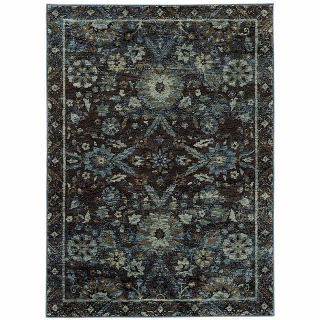 Andorra 7124A Navy/ Blue Indoor Area Rug - 10' x 13'2"