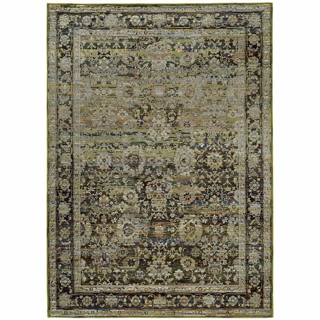 Andorra 7125C Green/ Brown Indoor Area Rug - 10' x 13'2"