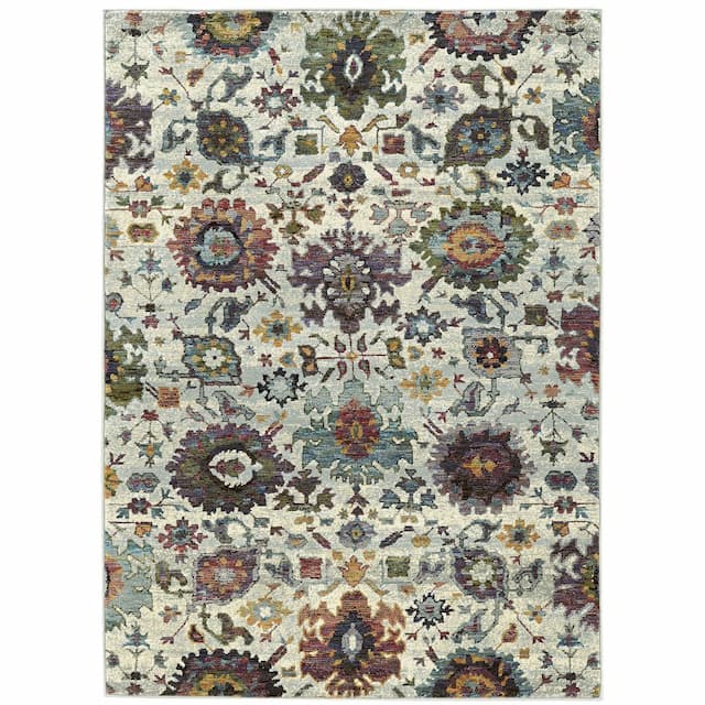 Andorra 7129A Stone/ Multi Indoor Area Rug - 10' x 13'2"