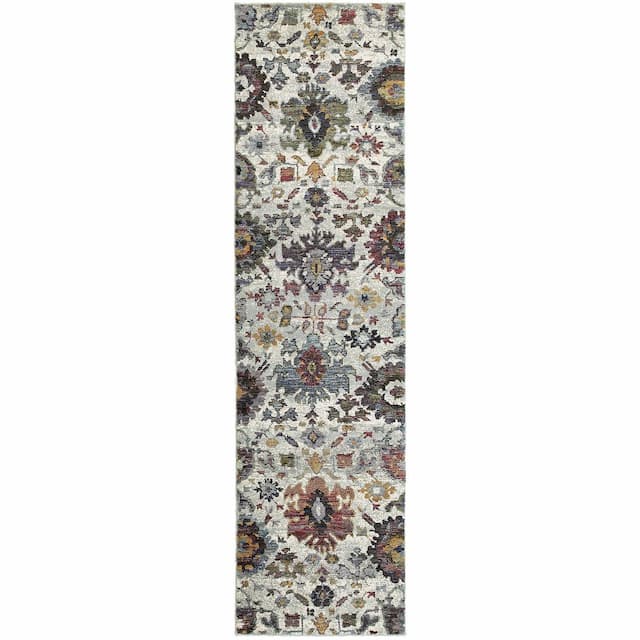 Andorra 7129A Stone/ Multi Indoor Area Rug - 2'3" x 8'