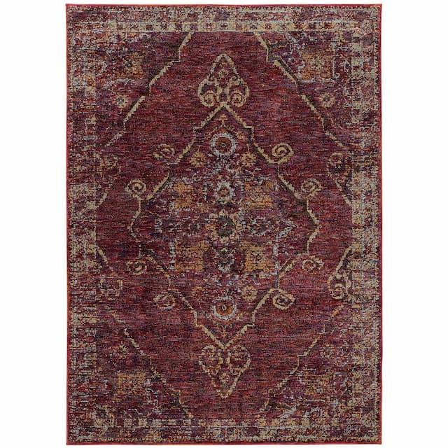 Andorra 7135E Red/ Gold Indoor Area Rug - 10' x 13'2"