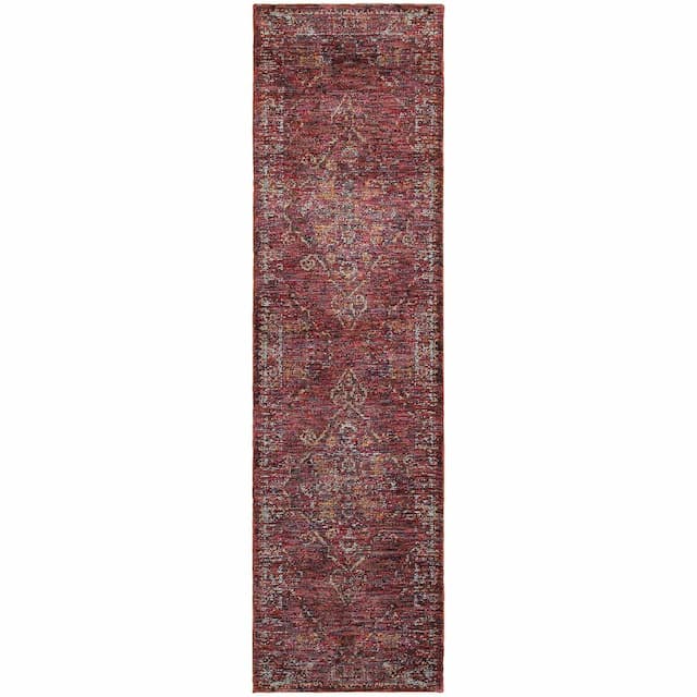 Andorra 7135E Red/ Gold Indoor Area Rug - 2'3" x 8'