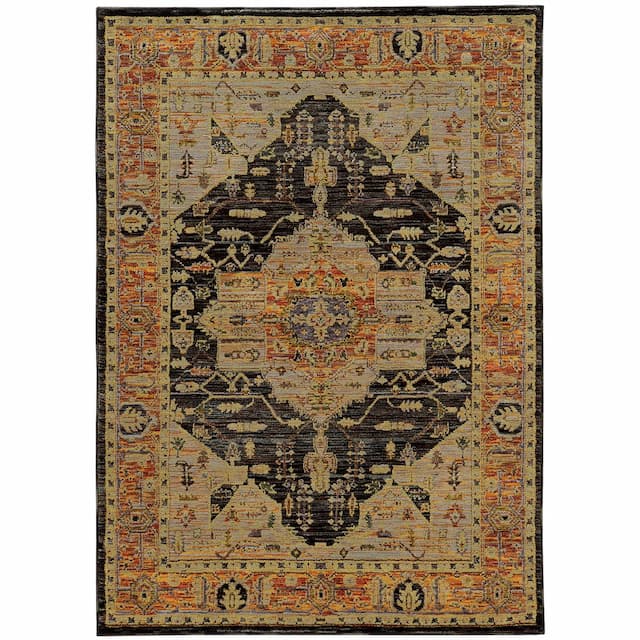 Andorra 7138B Gold/ Brown Indoor Area Rug - 10' x 13'2"