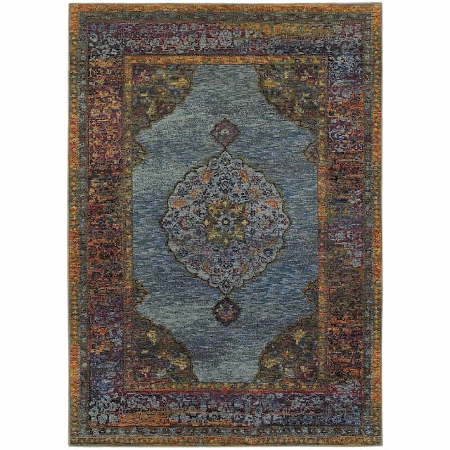 Andorra 7139A Blue/ Multi Indoor Area Rug - 10' x 13'2"