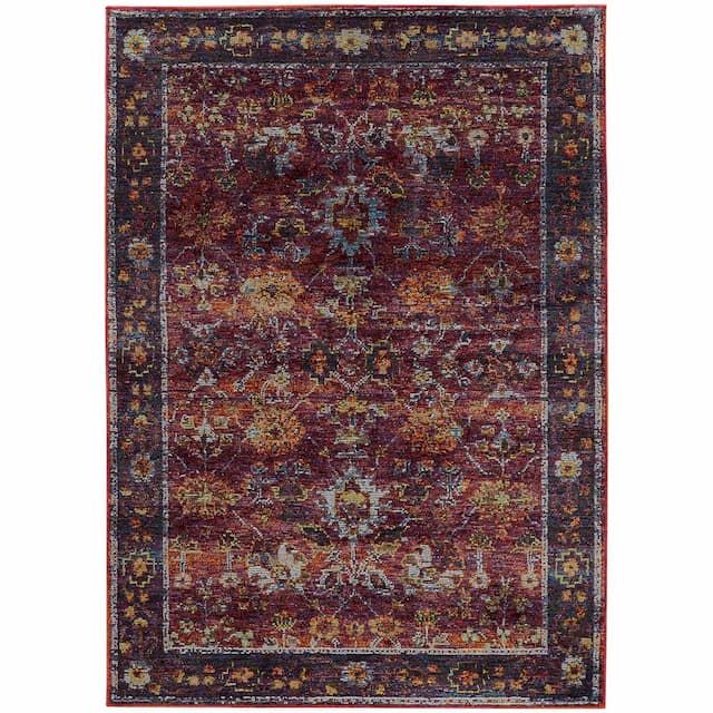 Andorra 7153A Red/ Purple Indoor Area Rug - 1'10" x 3'2"